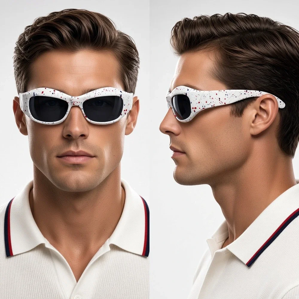 White Sunglasses Shield Style Unique Trendy Fashion UV400 Men Shades Rapper 2026